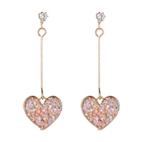 delysia king small fresh pink love earrings sweet zircon peach heart long earrings