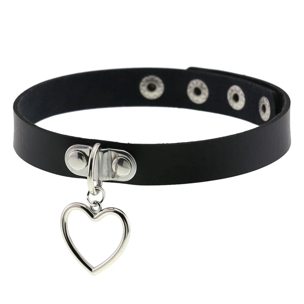 

ZIMNO Harajuku Punk Gothic PU Leather Heart Spike Rivet Sexy Collar Choker Necklaces for Women Streetwear Goth Aesthetic Jewelry