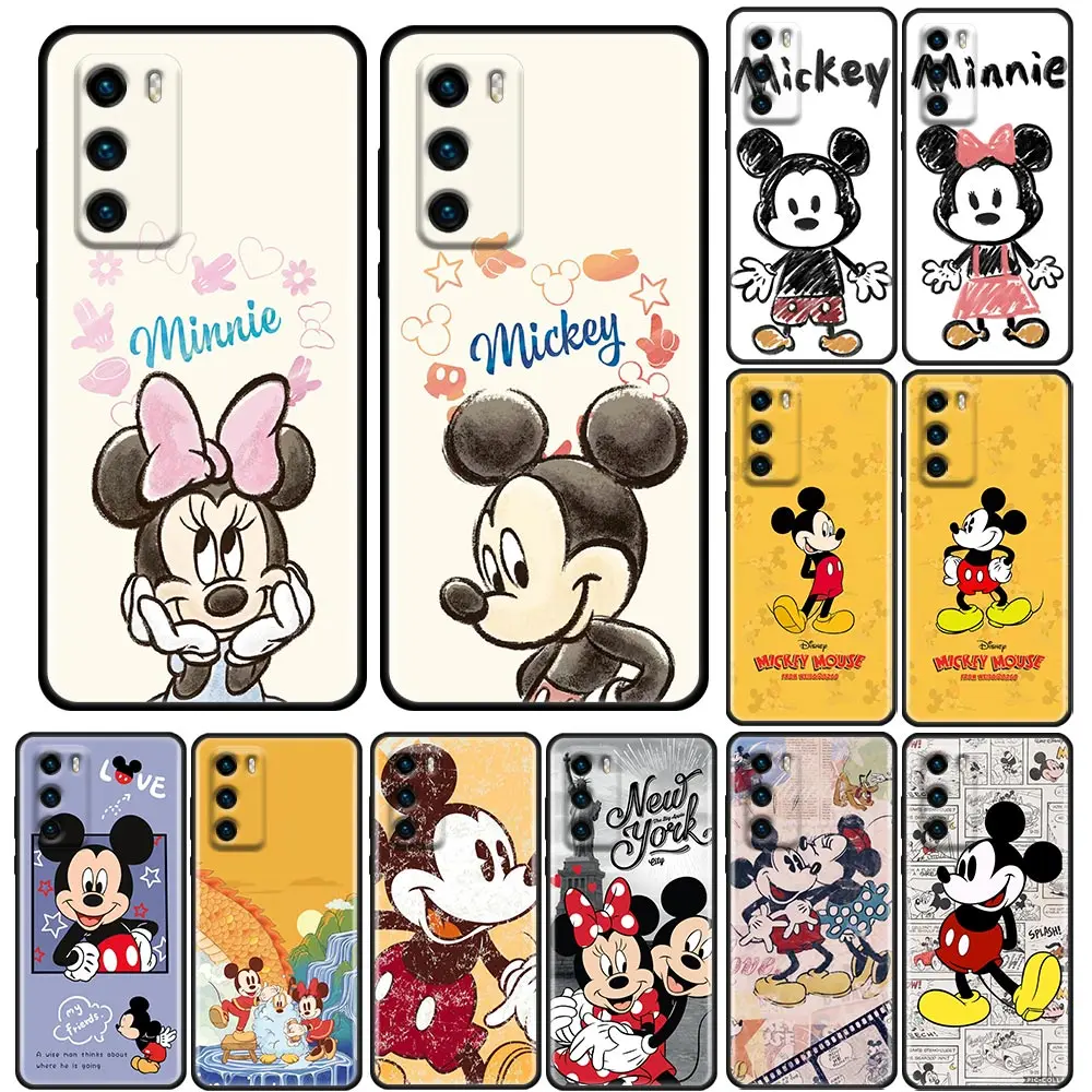 

Cartoon Mickey Minnie Mouse Painting Silicon Coque For Huawei P20 P30 P40 Lite Back Cover P20 P30 Pro P10 P50 PSmart Z Soft Case