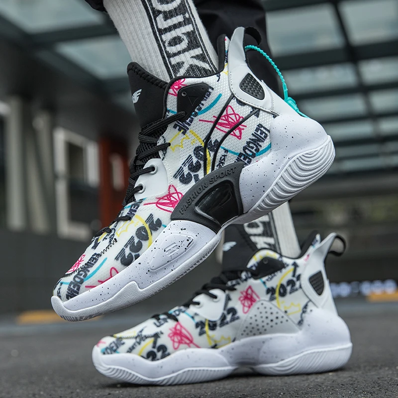 QQ-817 Men's Basketball Shoes Breathable Cushioning Non-Slip Wearable Sports Shoes Gym Training Athletic Basketball Sneakers