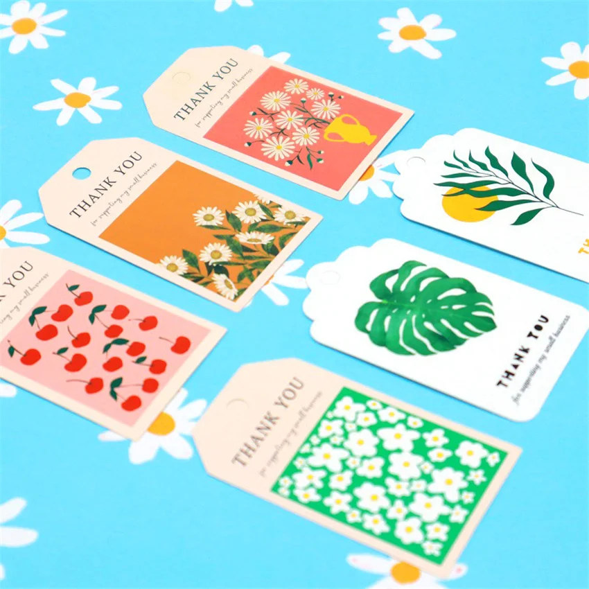 

50pcs Floral Fruits Label Gift Tags Thank You Cards for Weddings, Baby Showers, Birthdays, Gift Wrapping Small Business Supplies