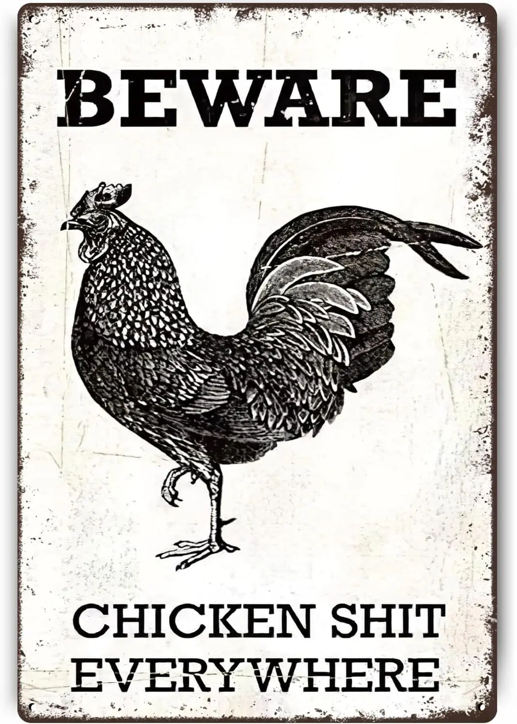 Znzd забавные металлические вывески петух остерегайтесь курица дерьмо везде декор
