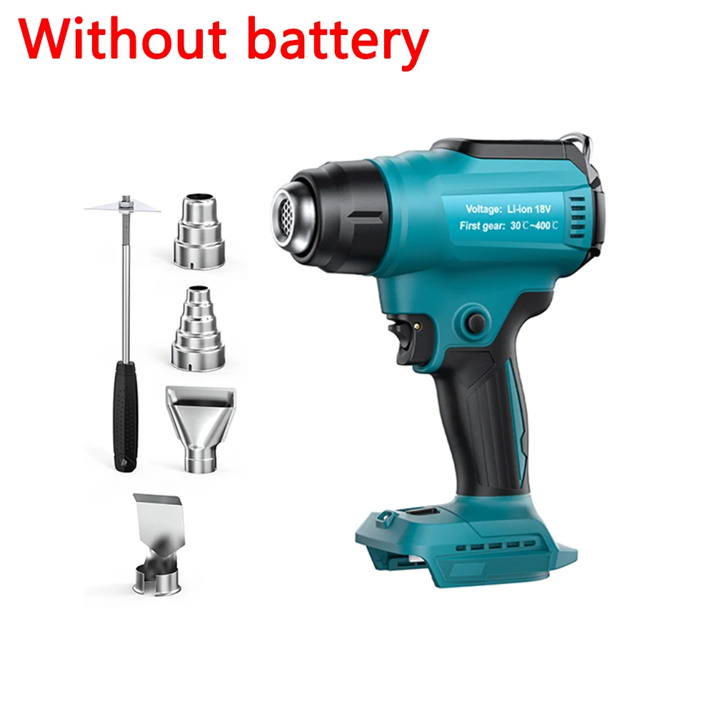 

Nananuu Cordless Ручной беспроводной нагревательный пистолет Макс. 350 Вт 122F-990F Тепловая пушка 4 насадки для поделок Термоусадочная батарея Makita 18 В