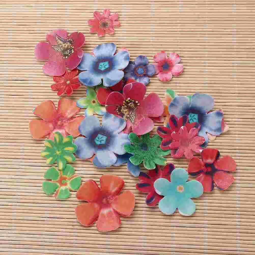 

Cake Flower Edible Decor Paper Cupcake Flowers Topper Toppers Rice Wafer Birthday Dessert Insert Summer Sugar Hawaii Making