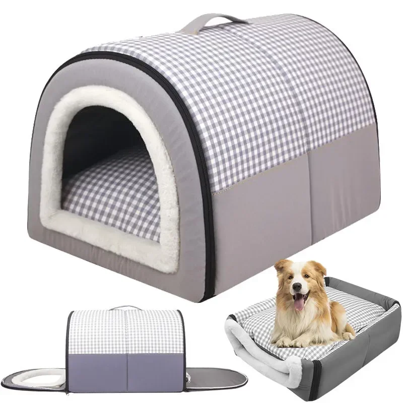 

Semi-enclosed Dog House Winter Warm Cat Bed Foldable Dog Cave Nest Puppy Kennel Soft Cozy Sleeping Basket for Small Medium Dogs