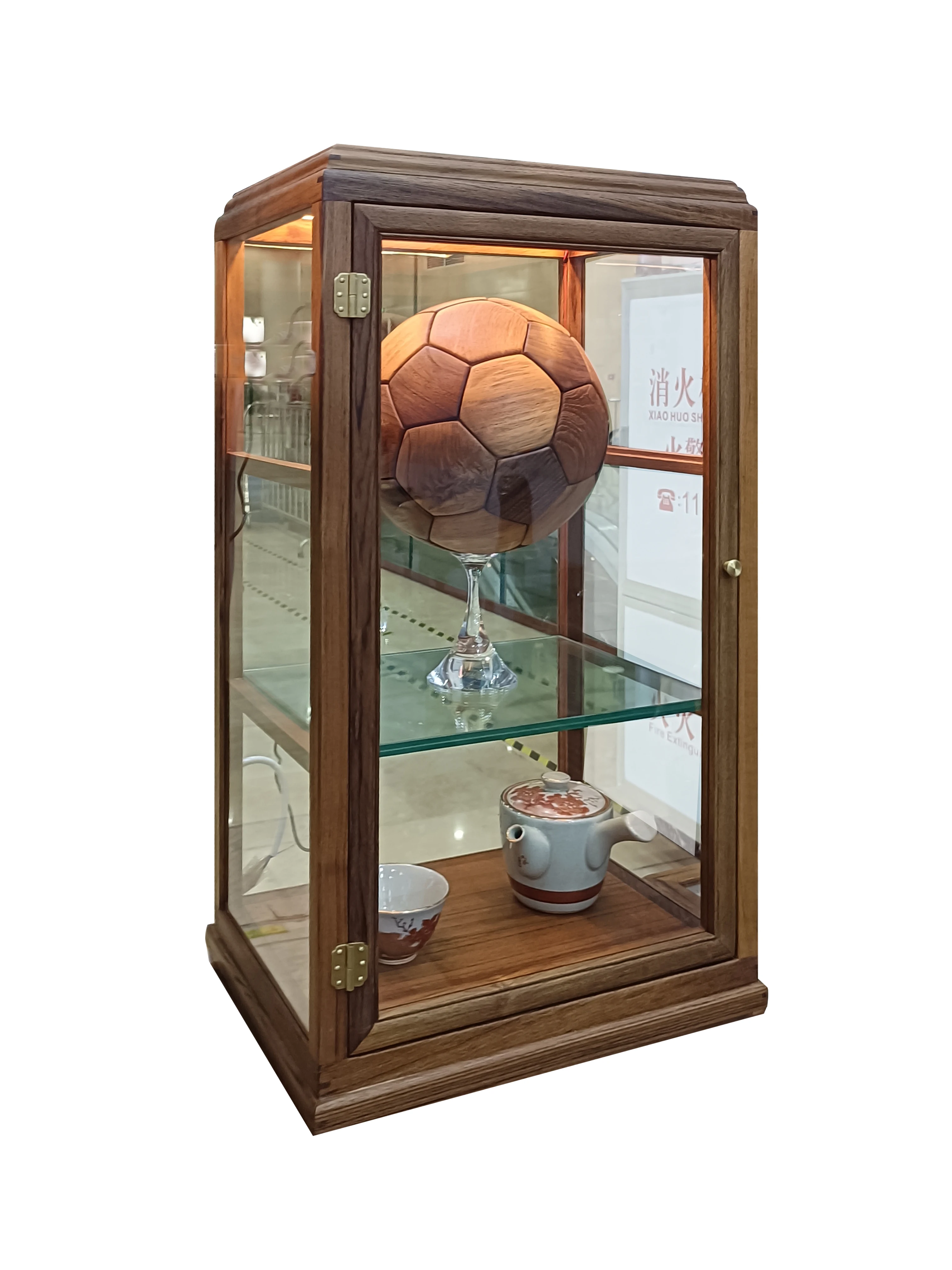 Шкаф для ювелирных изделий из тика старинная цельная деревянная трехуровневая