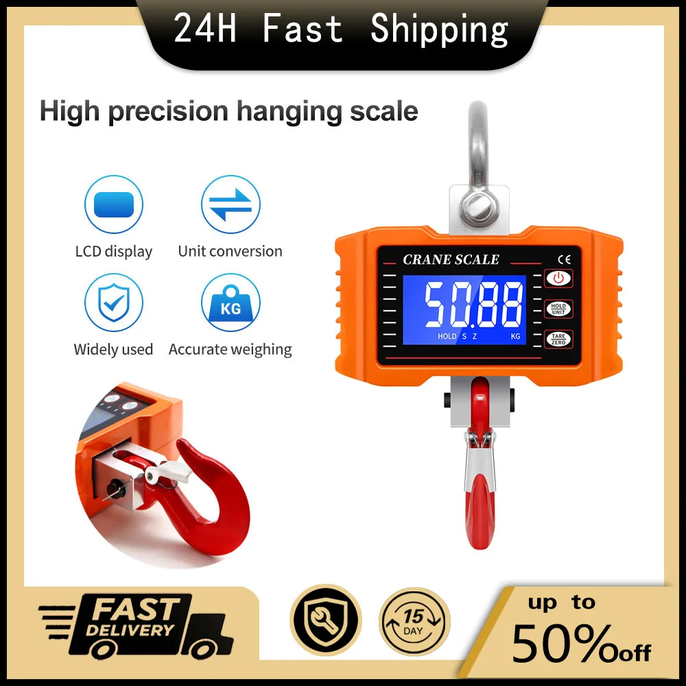

Цифровые подвесные весы 500 кг/фунтов, портативные тяжелые весы для крана, весы с ЖК-дисплеем и подсветкой, промышленные крючковые весы с заменой блока