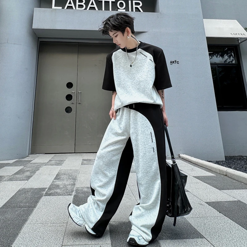 PFNW 2024 осенний мужской костюм-двойка лоскутная футболка контрастного цвета с