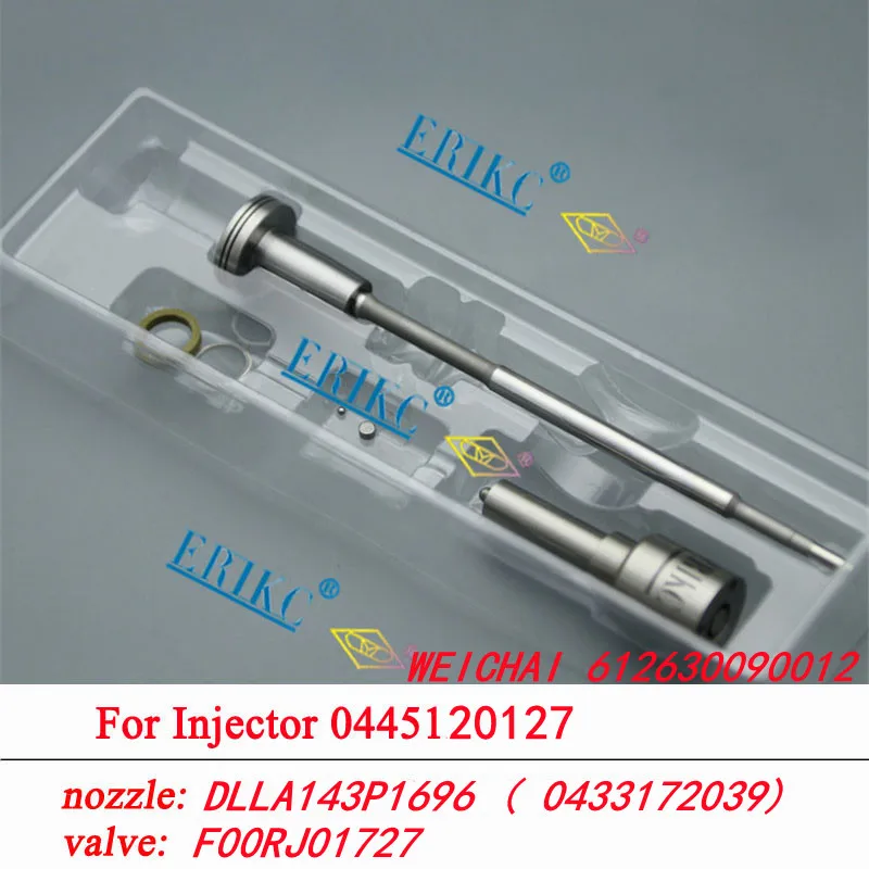 

ERIKC F 00R J03 486 Common Rail repair kits DLLA143P1696 Nozzle injector Valve F00RJ01727 for 0445120127 WEICHAI 612630090012