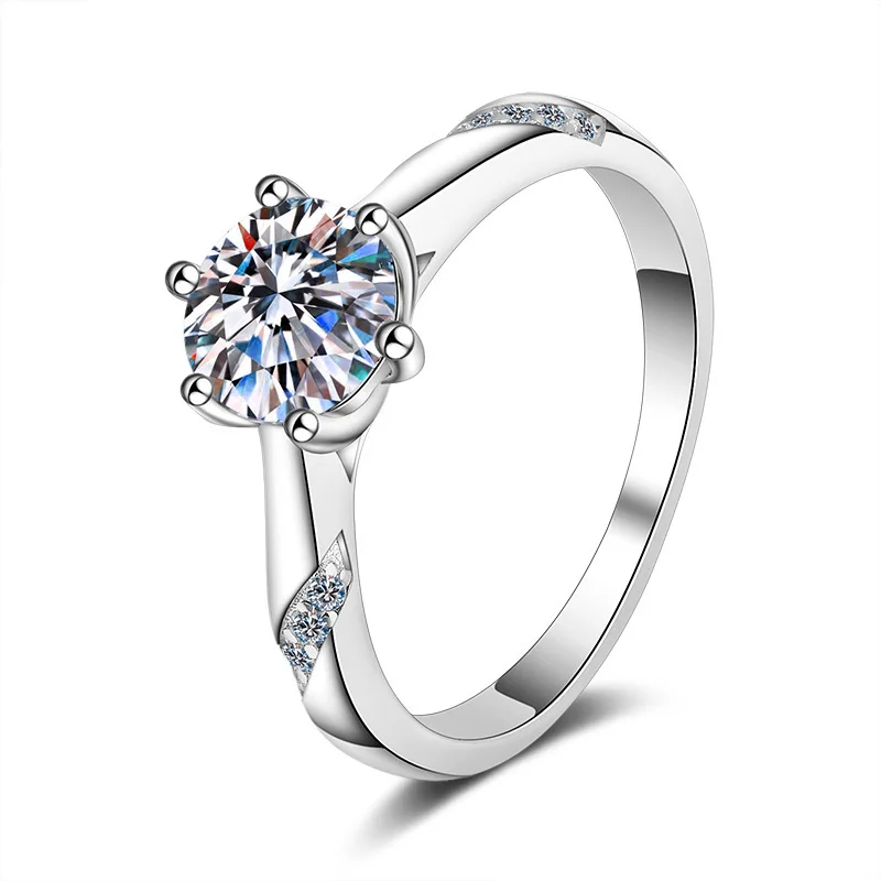 

Real 2 Ct D Color 6 Claws Classic Moissanite Diamond Engagement Rings For Women S925 Sterling Silver Wedding Bands Fine Jewelry