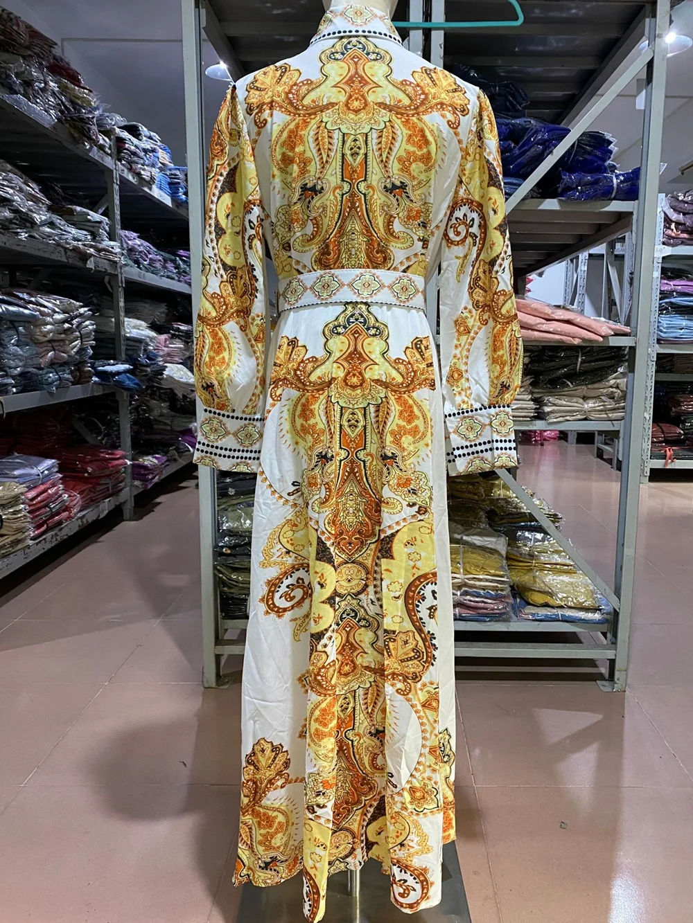 Muslim Fashion Printed Abaya Dress Female Caftan Long Sleeve Kaftan Moroccan Dubai Gown Arabian Jalabiya for Women