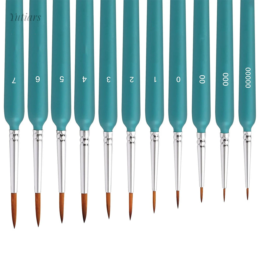 

11pcs Miniature Paint Brushes Detail Fine Tip Painting Brushes Weasel Hair Paint Brush for Gouache Watercolor Oil Paints Kids