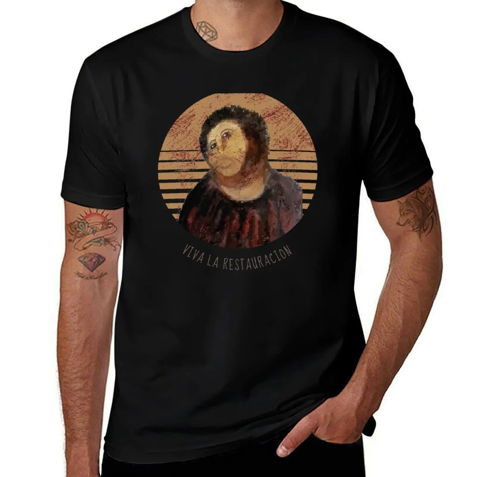 Фото Футболка с принтом «Viva La Restauracion Jesus Fresco Restoration Fail Meme» в современном стиле №1