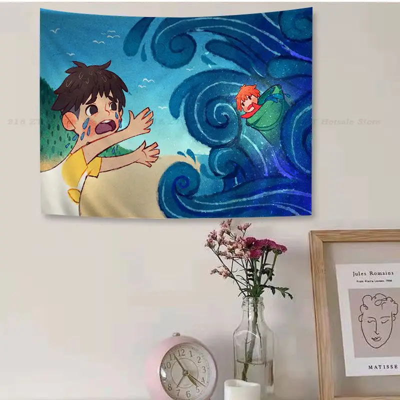 Аниме понё на скале настенный гобелен дешевый хиппи богемный гобелены мандала