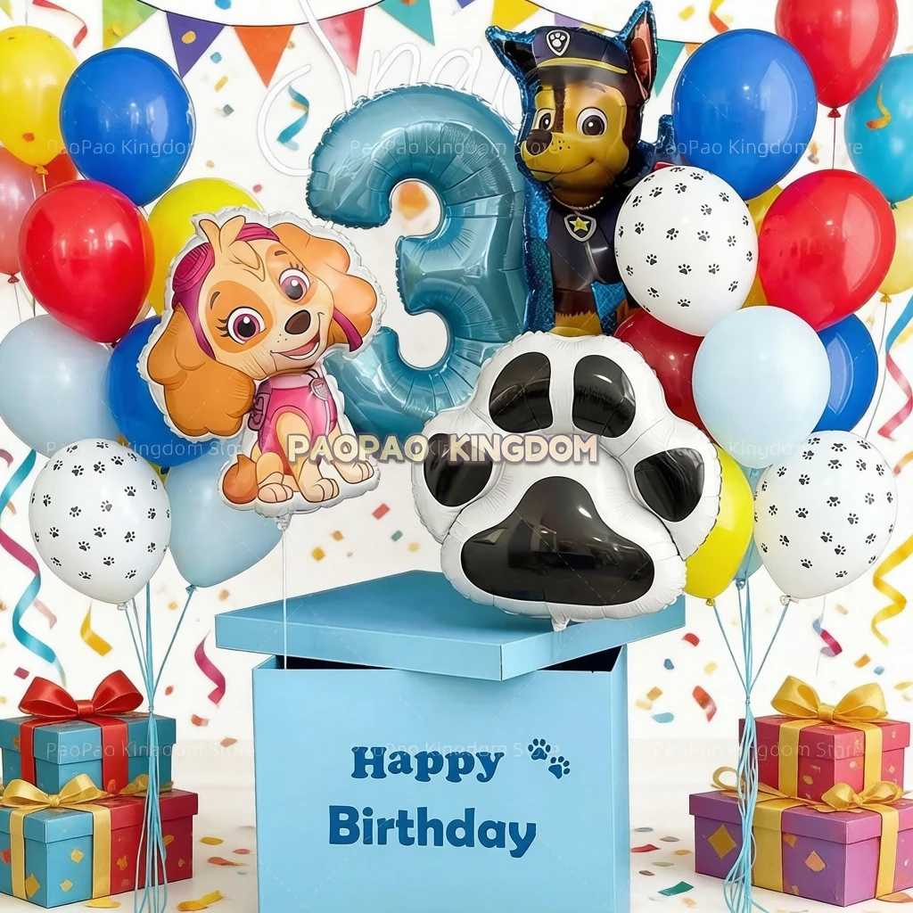 Фото Набор из нескольких шаров PAW Patrol: фольгированные и латексные шары для детского анимационного дня рождения с собачками №1