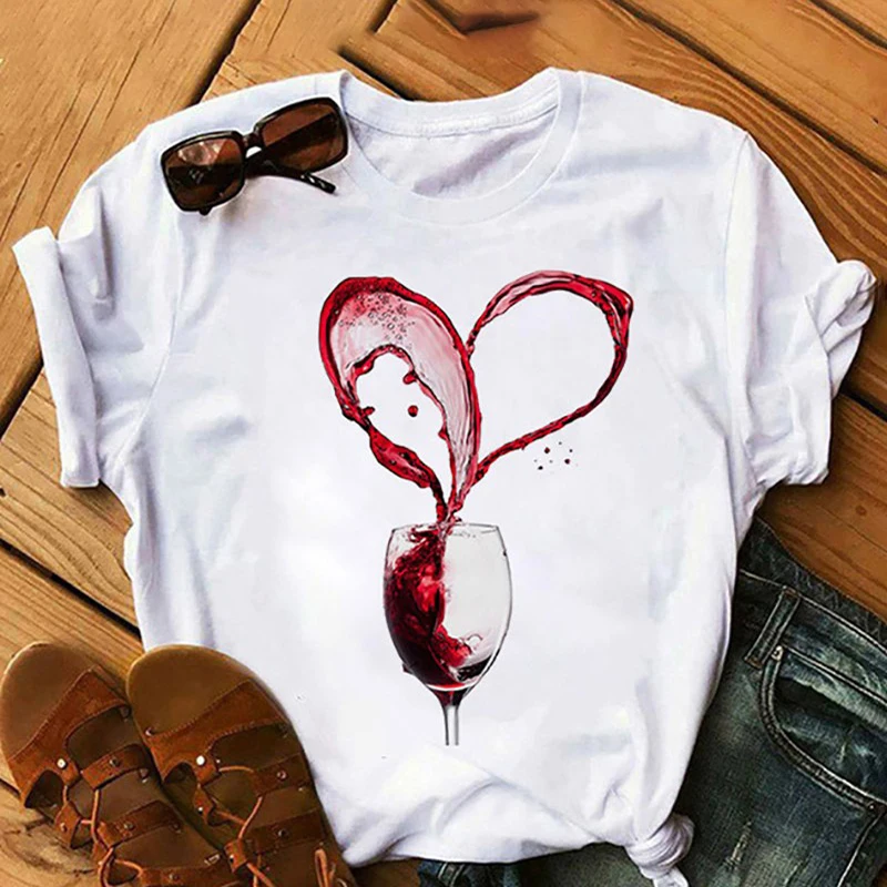 Женская футболка с коротким рукавом круглым вырезом и принтом | одежда