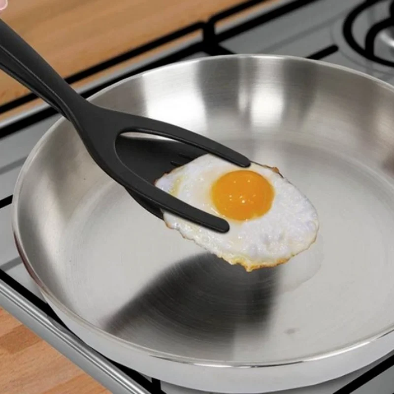 

2 In 1 Grip Flip Tongs Egg Spatula Tongs Clamp Pancake Fried Egg French Toast Omelet Overturned Turner Kitchen Accessories