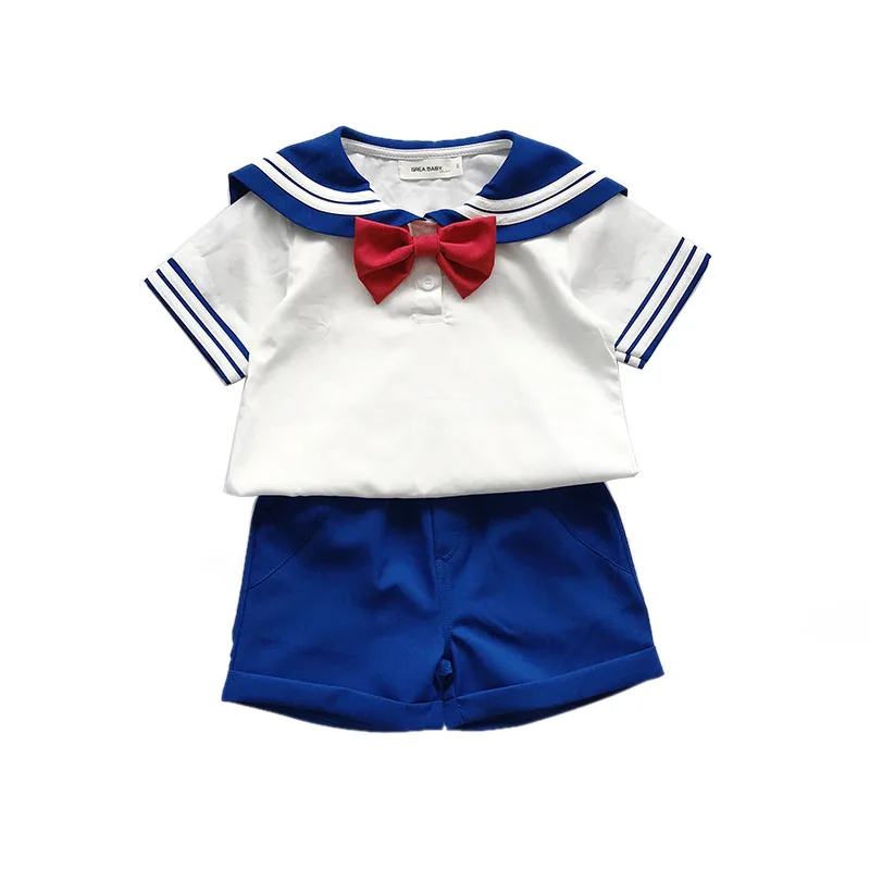 

Elegant Clothes For Girls Boys Summer Dresses 2pc Set Baby Suit College Style Clothing Cotton Top Shorts Infant Outfit Toddler