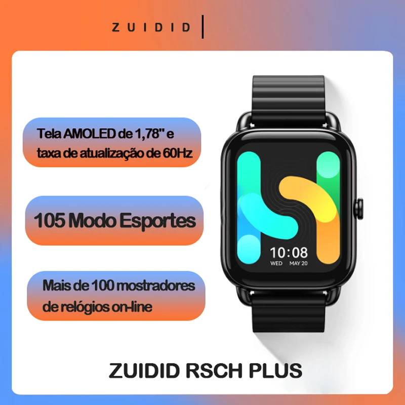 

Смарт-часы ZUIDID RS4 Plus, 1,78 дюйма, AMOLED дисплей, 105 спортивных режимов, 10 дней автономной работы, Смарт-часы для мужчин и женщин