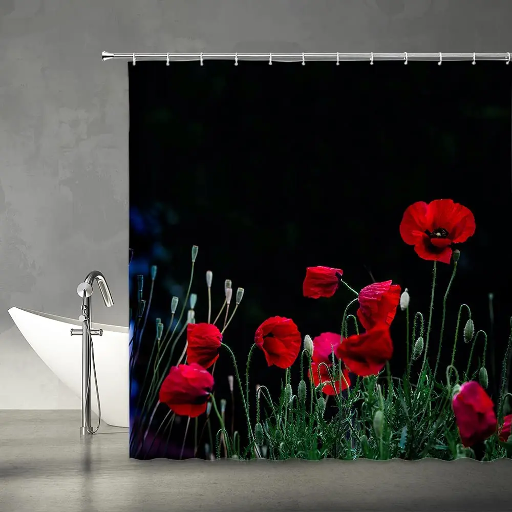 Черно-белый цветочный фон для душа элегантный романтический черный с цветочным