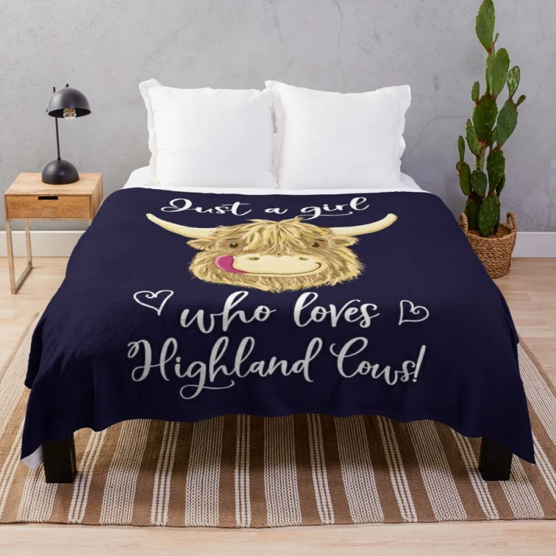 

Just A Girl Who Loves Scottish Highland Cows Throw Blanket Multi-Purpose