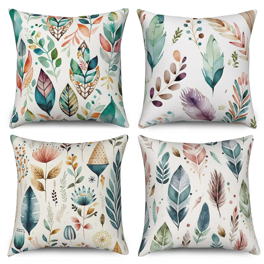 

Декоративная подушка в виде листьев и перьев