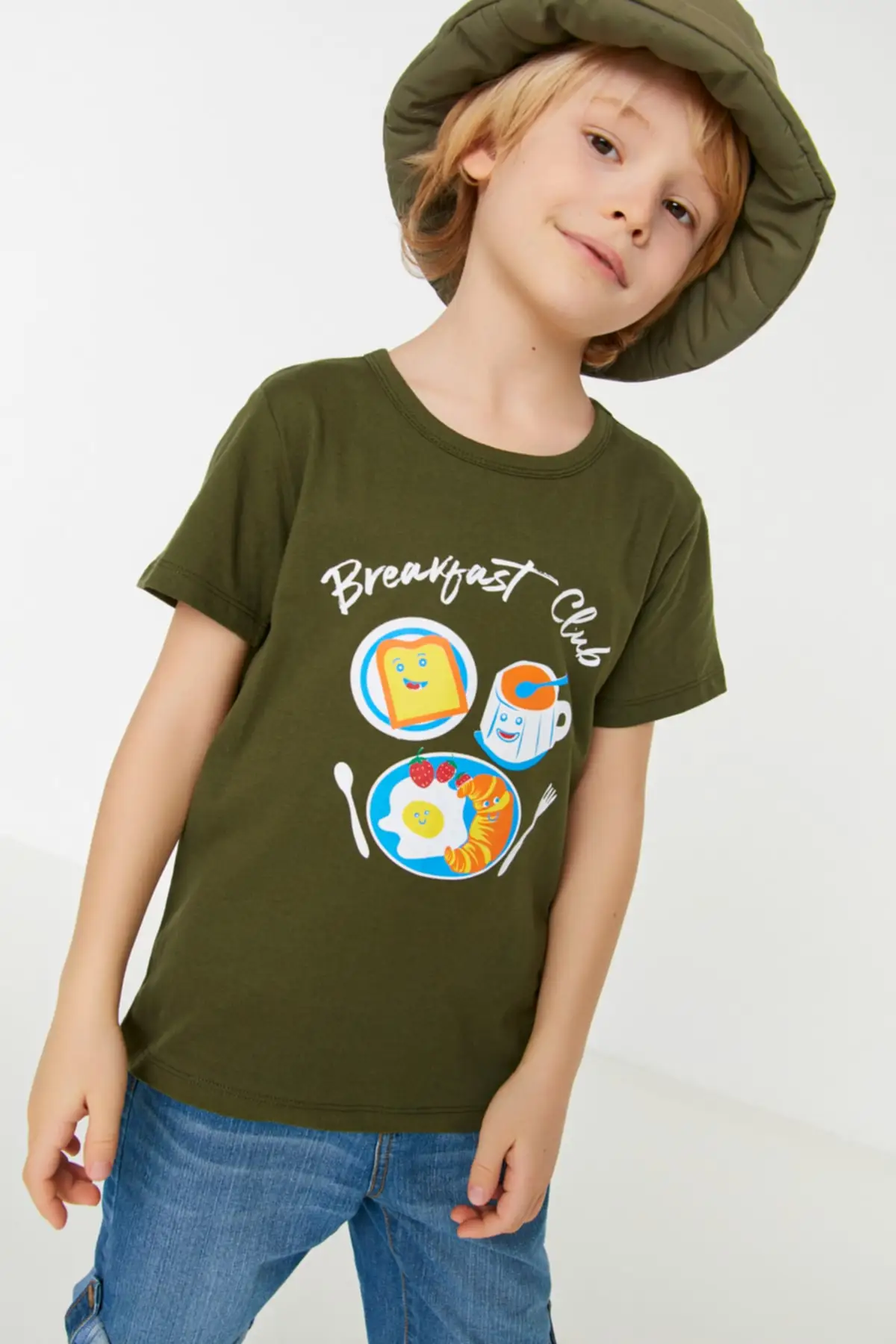 

Printed Bike Collar Male Child Knitted T-Shirt TKDSS22TS1251