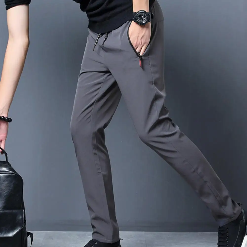 

Drawstring Quick Ankle Size Zipper Sports Tied Pants Summer Waterproof Plus Solid Outdoor Color Trousers Drying Men Pockets Thin
