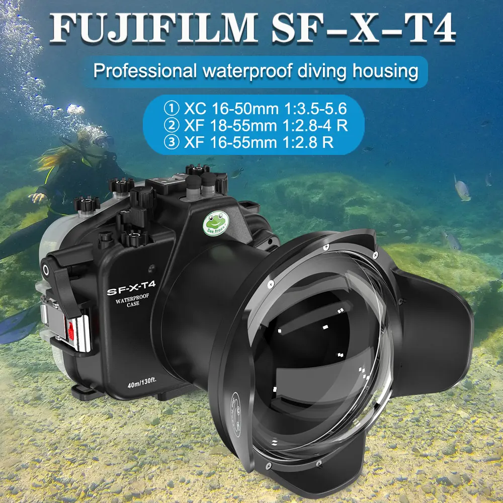 

Seafrogs 40M/130FT Underwater Camera Housing With 6" Dry Dome Port For Fujifilm X-T4 XF18-55mm 16-50mm 16-55mm