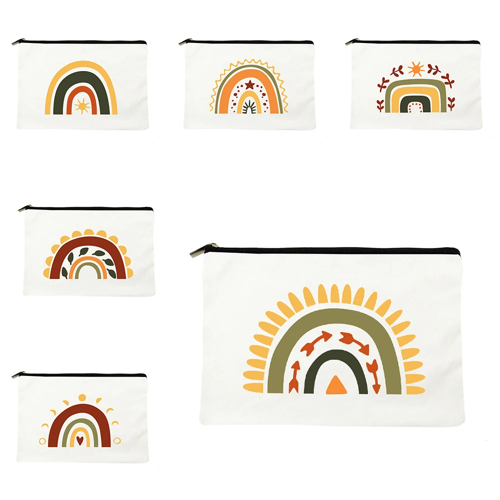 

Rainbow Diverse Canvas Women's Cosmetic Bag Travel Toiletry Storage Bag Portable Cosmetic Bag Student Bank Card Holder