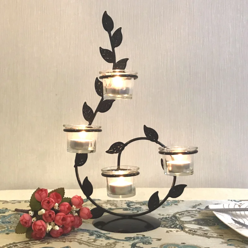 

European Iron Candle Holder Valentine's Day Romantic Home Candelabra Wedding Christmas Decoration Candlestick Ornaments