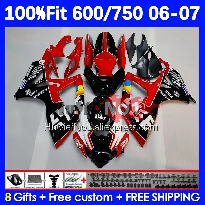 

Injection Kit For SUZUKI GSXR-750 GSXR 600 750 CC 16No.13 GSXR-600 K6 750CC GSXR600 GSXR750 06 07 2006 2007 Fairing red glossy