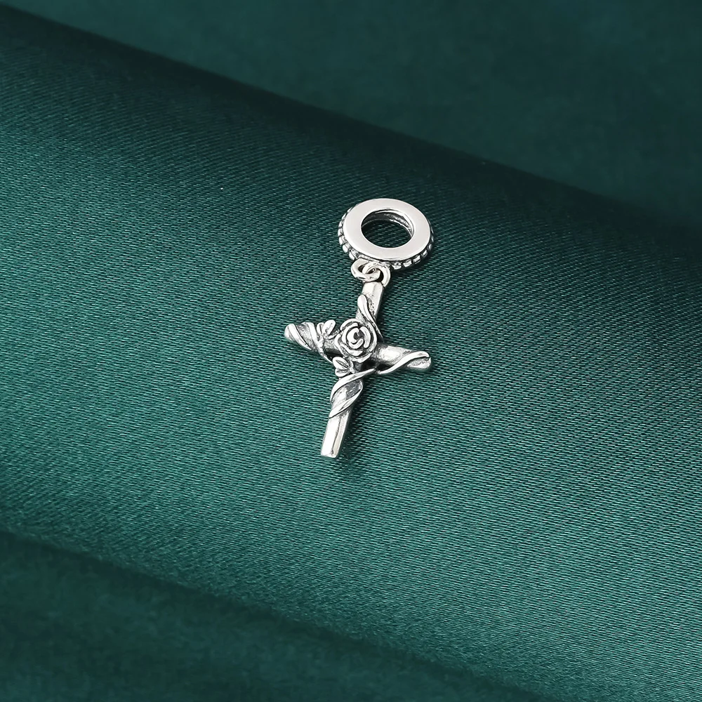 100% настоящее серебро 925 пробы аксессуары винтажный розовый крест