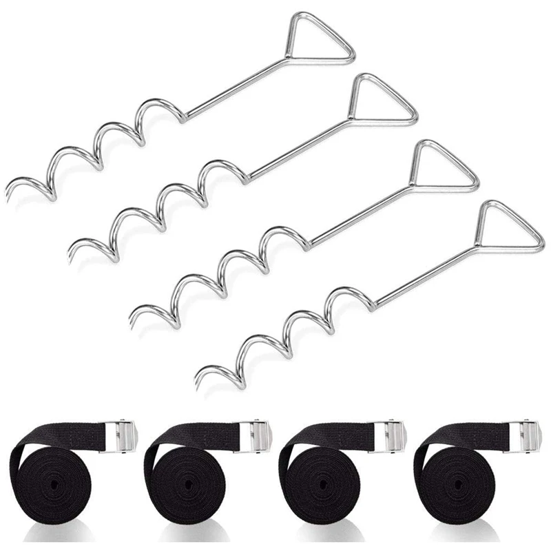 

Trampoline Spiral Ground Nails 4 Ground Anchor Steel Buckles With Elastic Bands For Connecting Trampoline Swing Tents