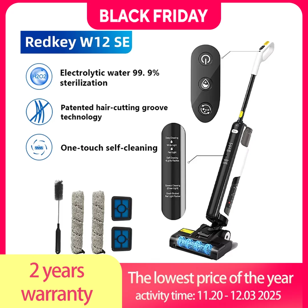 

Моющий пылесос/влажная уборка Redkey W12 SE, 180 Вт, беспроводной, влажная уборка, пылесборник