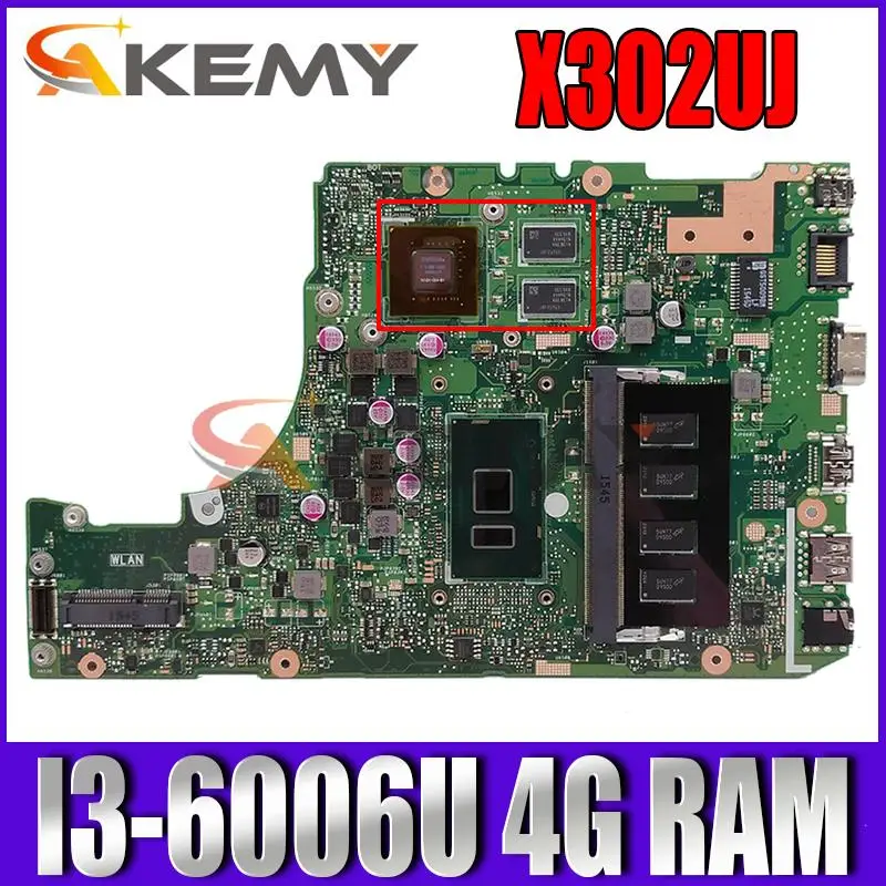 

Материнская плата X302UJ с процессором I3-6006, 4 Гб ОЗУ, для ноутбука ASUS X302U, X302UA, X302UJ, материнская плата Rev 2,0, DDR4, 4G, стандартная материнская плата