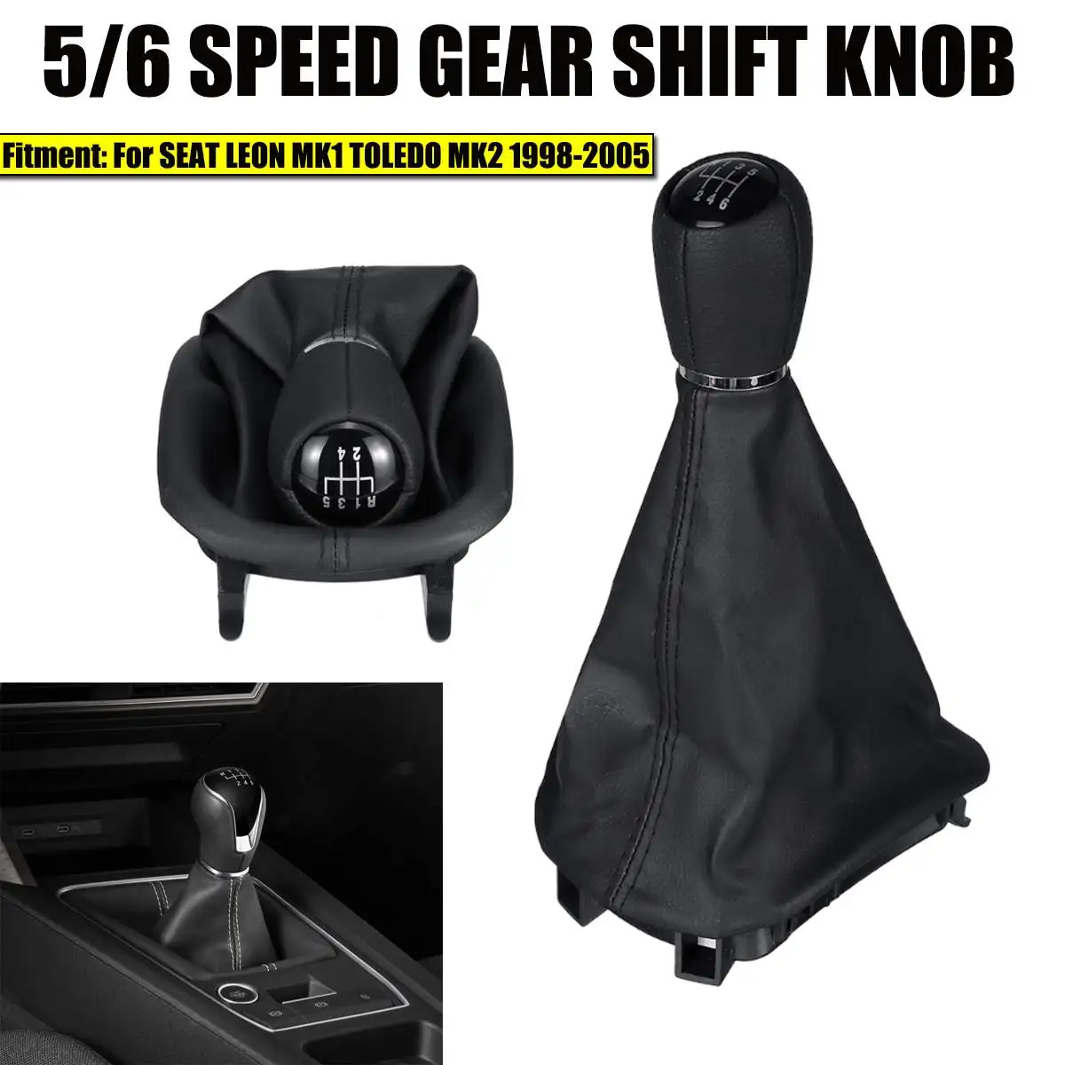 

Ручка переключения рулевого механизма автомобиля Head 5/6 Speed рычаг переключения передач с чехлом для чехла багажника для SEAT LEON MK1 для TOLEDO MK2 ...