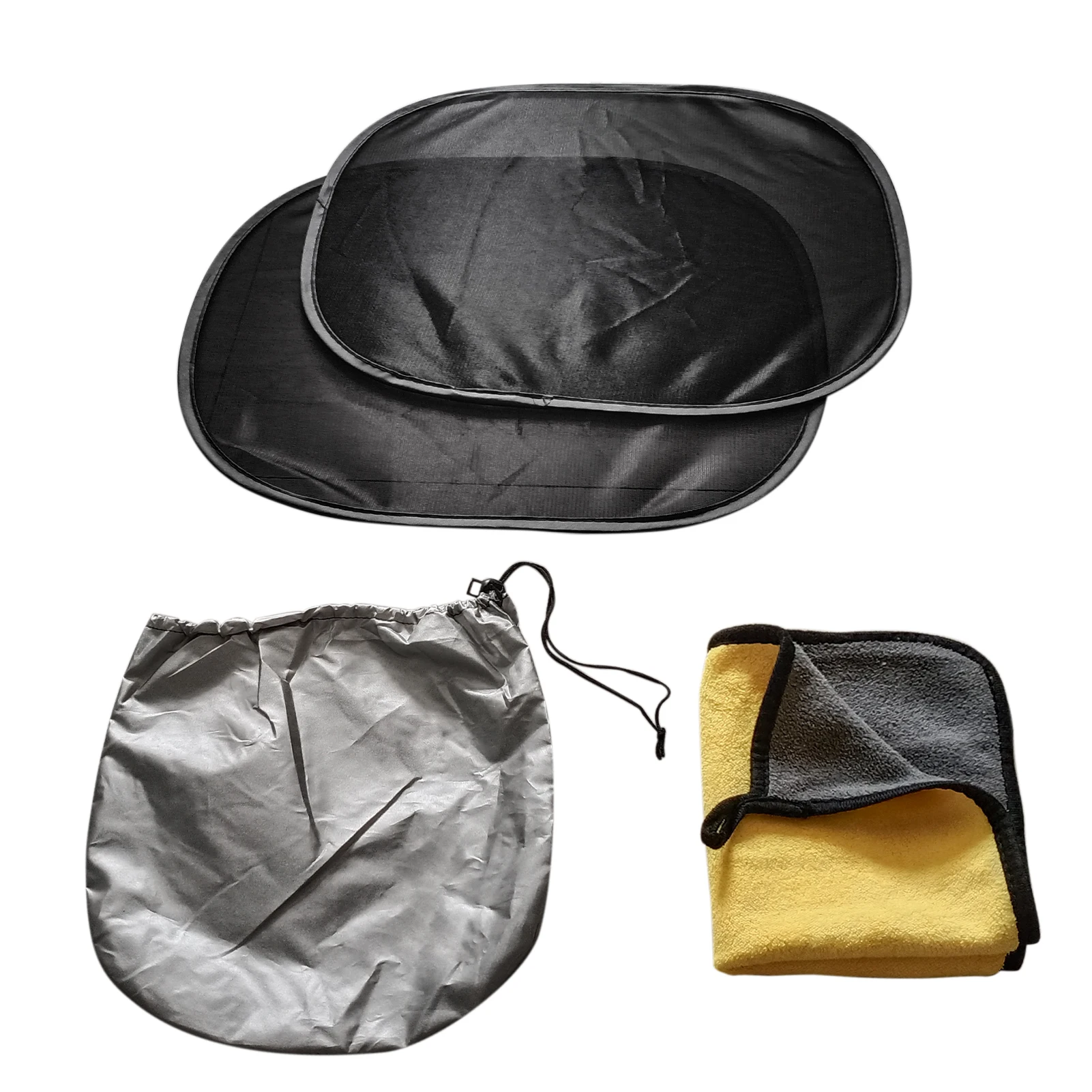

4pcs Durable With Cleaning Cloth Reflective Accessories Cover Universal Aluminum Alloy Portable Side Window Car Sun Shade
