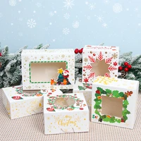 kraft paper christmas cookie gift boxes merry christmas decoration for home 2022 xmas santa claus package box new year 2023