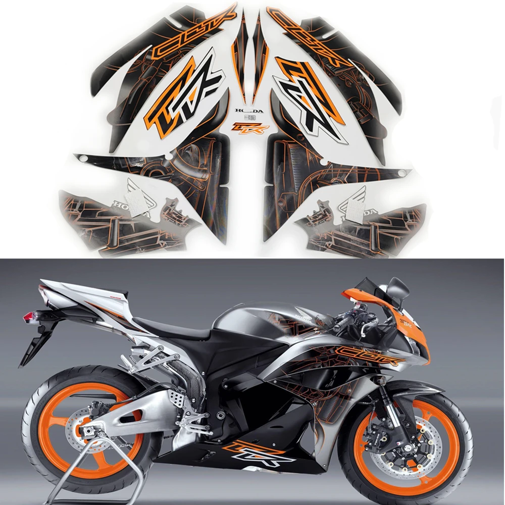 

Motorcycle Fairing Full Kit Black Orange Stickers High Quality Protector Waterproof Decoration Decals For HONDA CBR600RR 07-12