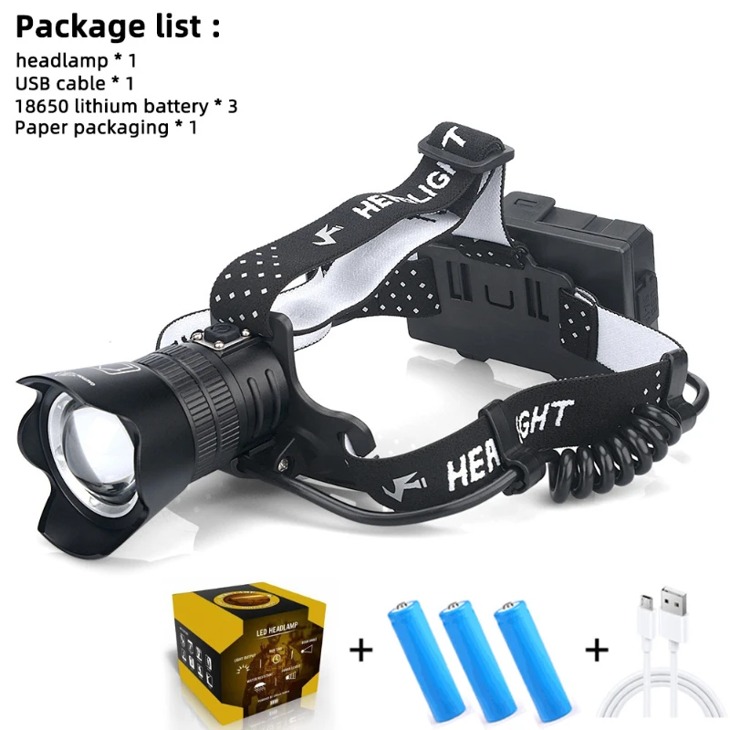 Waterproof Headlamps Powerful Led Diving Motorcycle Adults Fishing Light Headlamps Hiking Lampe Frontale Portable Lighting Lamp