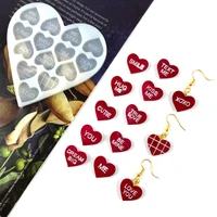 14 gridheart shaped ear studs epoxy resin molds earrings and necklace pendant molds jewelry molds for resin casting