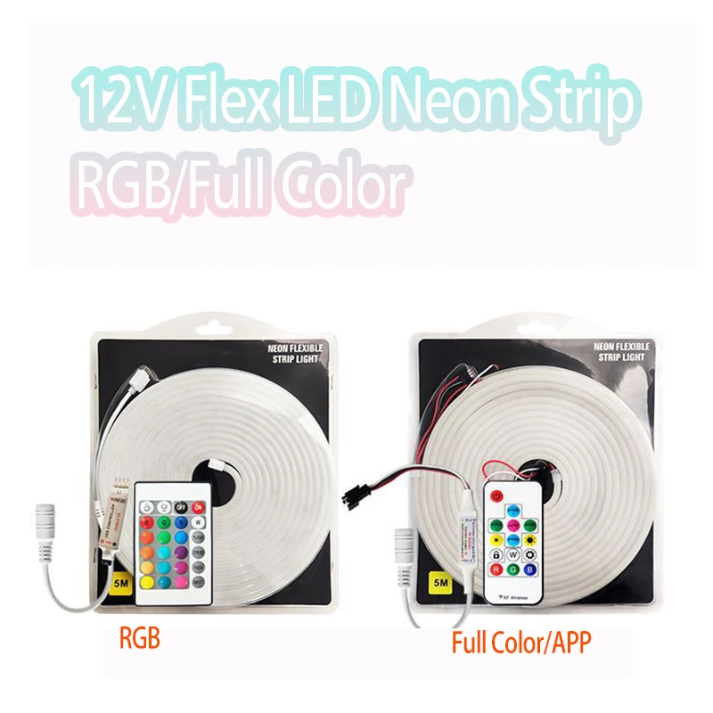 RGB полноцветная гибкая светодиодная лента 12 В постоянного тока, 5 м в рулоне, 12 Вт, SMD2835, гибкая, IP65, для изготовления неоновых вывесок, рекламы