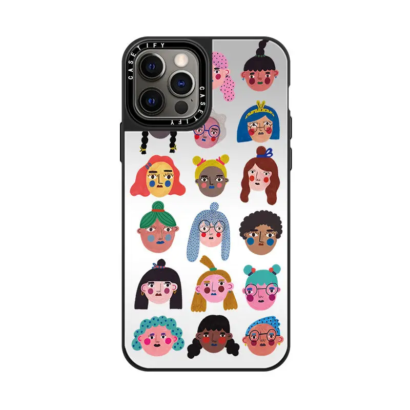 

CASETIFY Girl's Head Quality Mirror Cases for IPhone 11Pro Max 13 12 Pro Max 13Pro 14Plus 14Pro Max Shockproof Hard Cover D0412