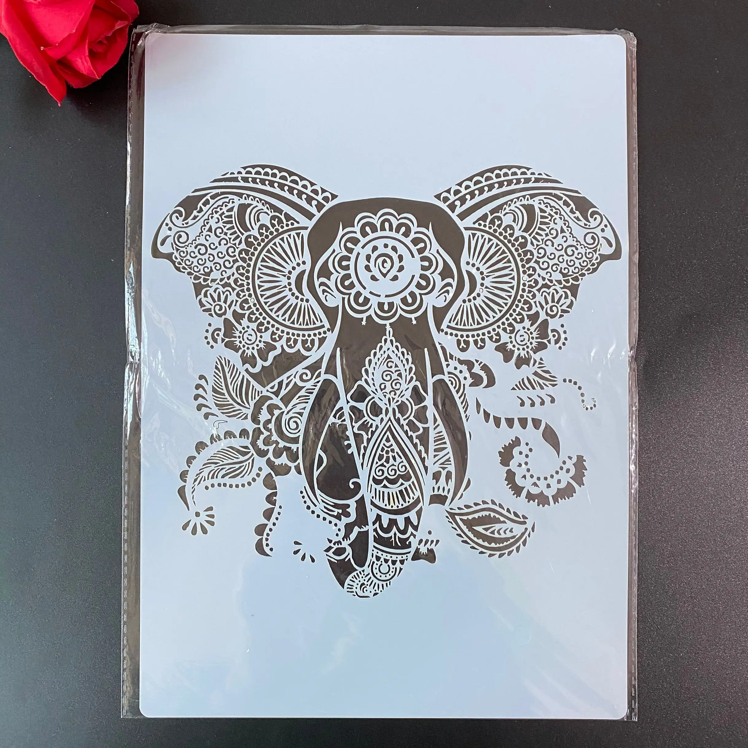 DIY Stencils Wall Painting Scrapbook Coloring Embossing Album Decorative Paper Card Template,wall A4 29* 21cm  Elephant Mandala