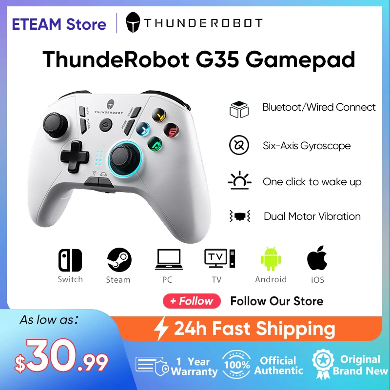 

ThundeRobot G35 Gamepad Wireless Wired Vibration Game Controller Bluetooth Burst Button for Windows PC Smart TV Joysticks Switch