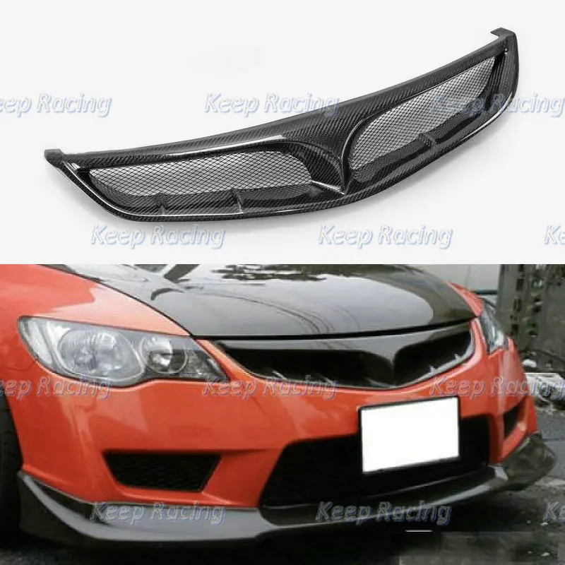 Карбоновая Передняя решетка для Civic 06-11 FD2 седан 4 двери глянцевый бампер-гриль из