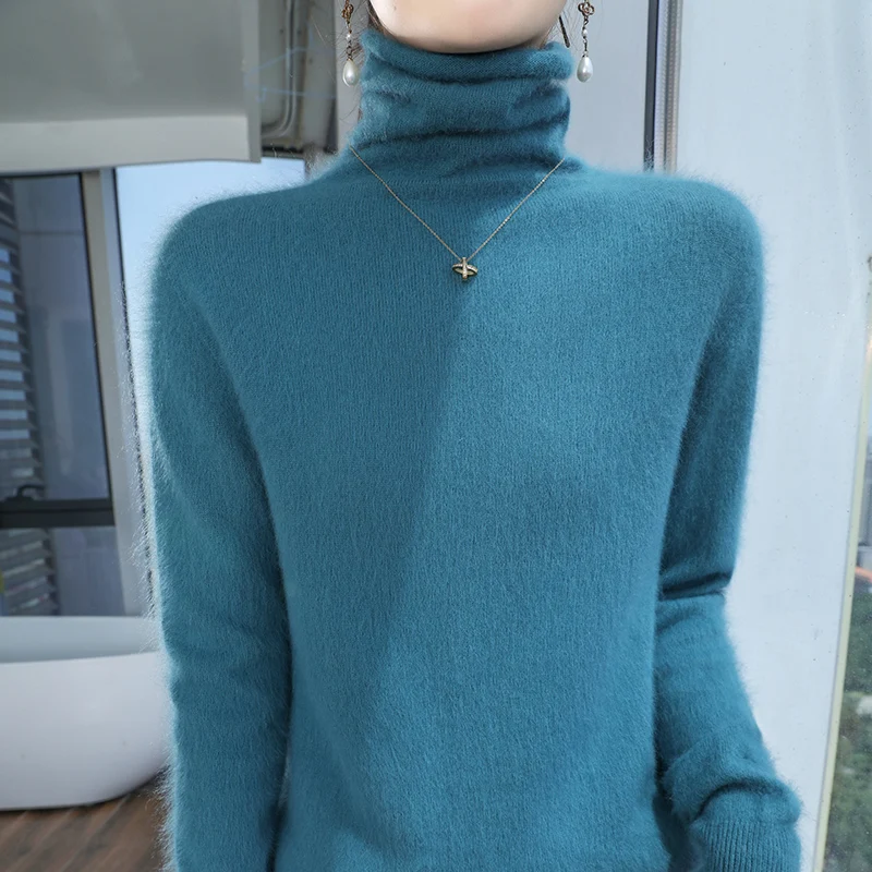 Женская водолазка 2024 осенне-зимний кашемировый свитер повседневный однотонный
