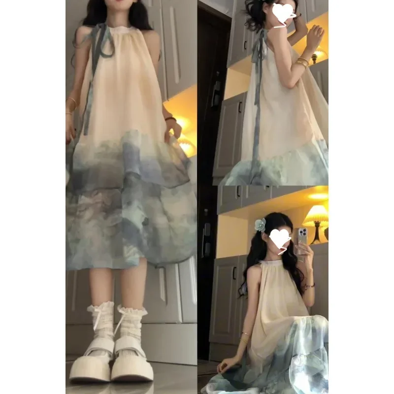 Женское длинное пляжное платье с вырезом Tankhalter лето 2023 новое без рукавов в