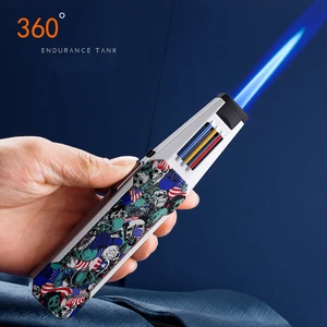 jobon new pen spray gun jet butane pipe lighter metal gas kitchen welding torch turbo windproof cigar lighter gadgets for men free global shipping